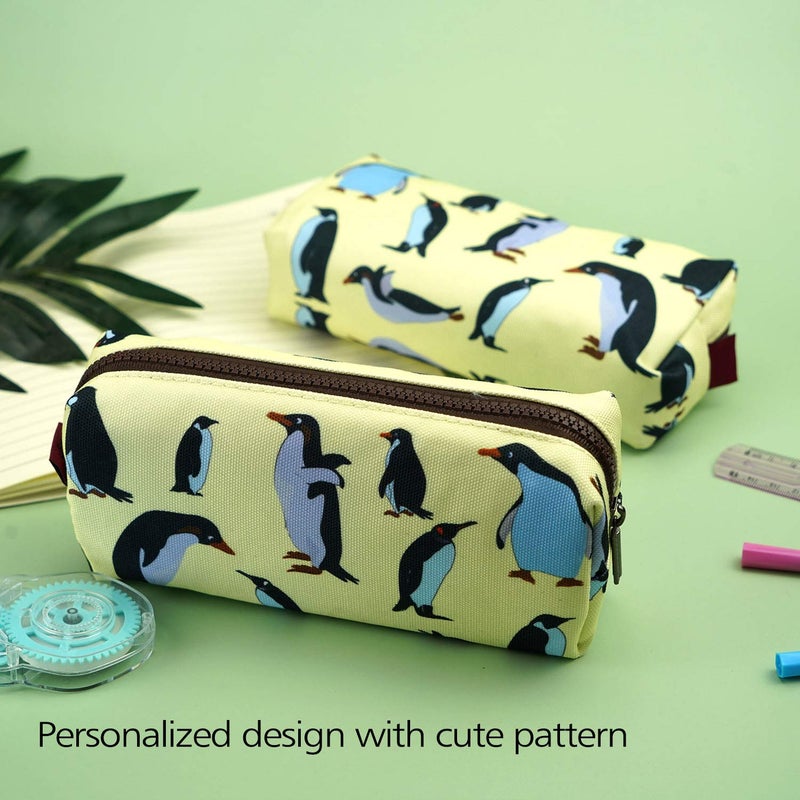 LParkin Penguins Canvas Pencil Case Pen Bag Pouch Stationary Case Makeup Cosmetic Bag Gadget Box - Image 5